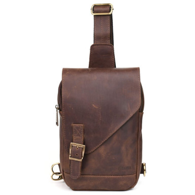 Backpack leather sling on one shoulder RC-6403-4lx TARWA brown crazy horse