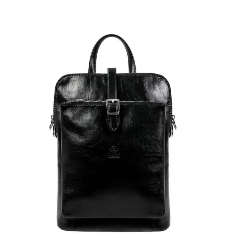 イームズ : TASHEN Womens Convertible Leather Backpack Shoulder Bag - Emma - Black