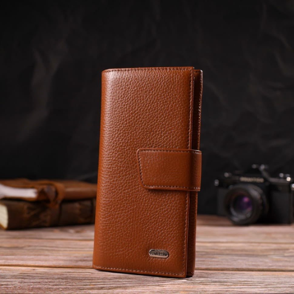 Практичний вертикальний чоловічий портмоне з натуральної шкіри флотар CANPELLINI 21845 Коричневий