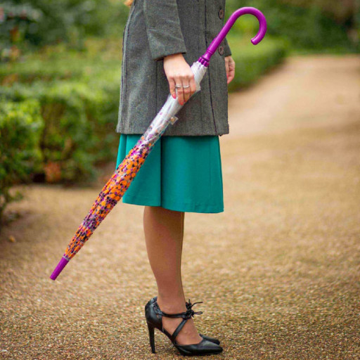 Парасолька-тростина жіноча Fulton L042 Birdcage-2 Hippie Scatter (Разноцветные незабудки)