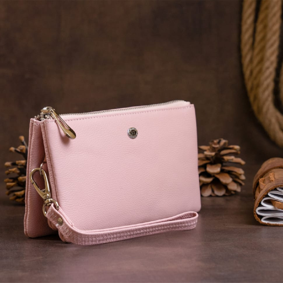 Вместительный клатч на два отделения женский ST Leather 19250 Розовый