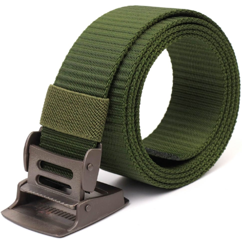 Міцний чоловічий ремінь з металевою пряжкою з текстилю 20595 Vintage Зелений