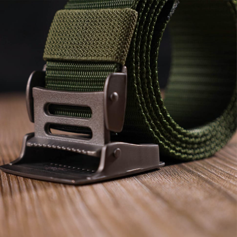 Міцний чоловічий ремінь з металевою пряжкою з текстилю 20595 Vintage Зелений