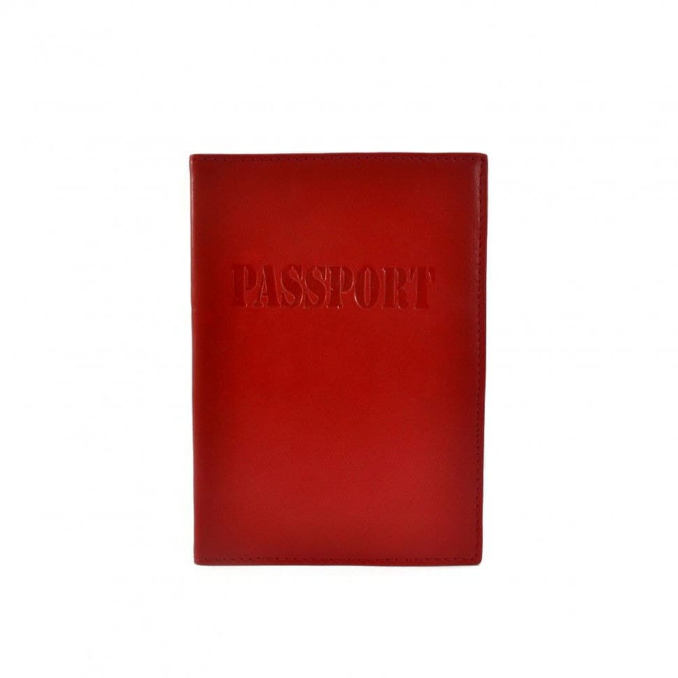 Обкладинка для паспорта шкіряна 002-100 червоний гладкий