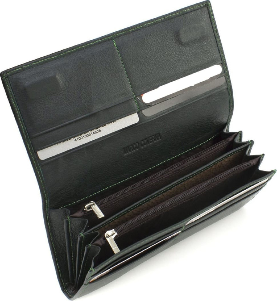 Зелений жіночий гаманець із натуральної фактурної шкіри Marco Coverna MA501-1 Green