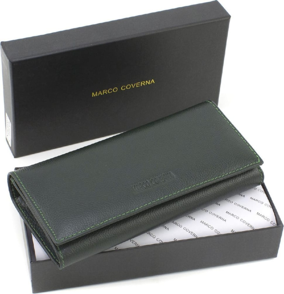 Зелений жіночий гаманець із натуральної фактурної шкіри Marco Coverna MA501-1 Green