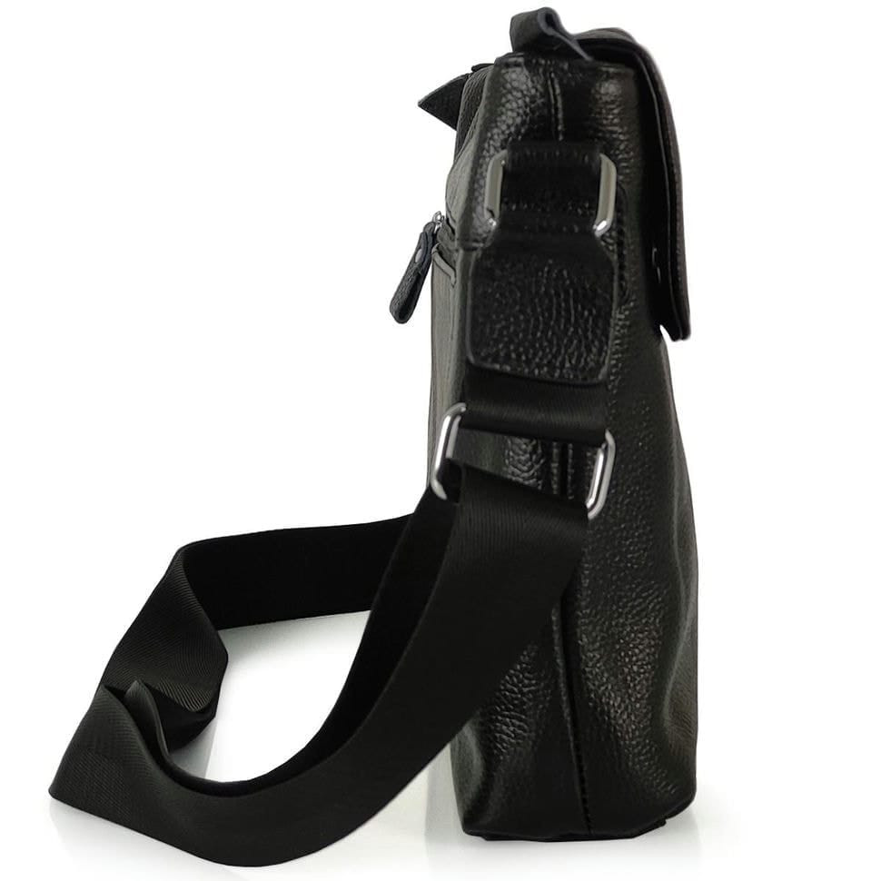 Сумка через плече чоловіча шкіряна чорна Tiding Bag FL-TRCH-6903A