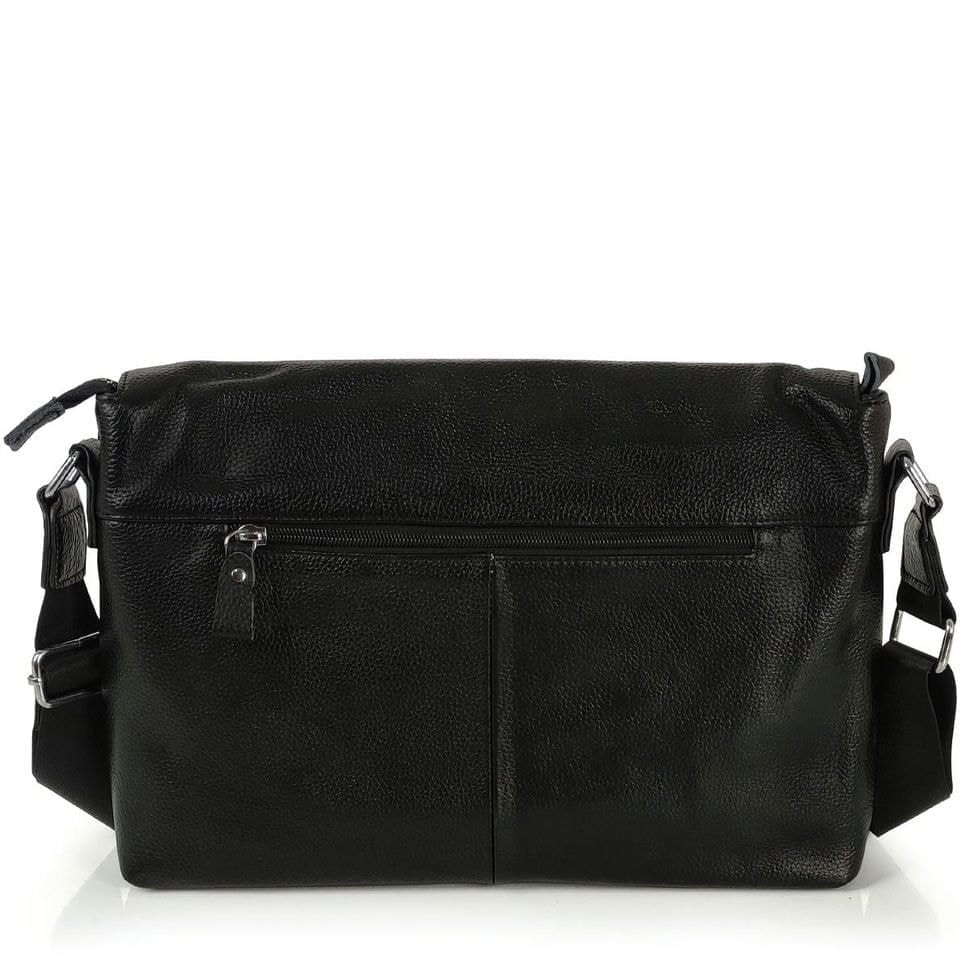 Сумка через плече чоловіча шкіряна чорна Tiding Bag FL-TRCH-6903A