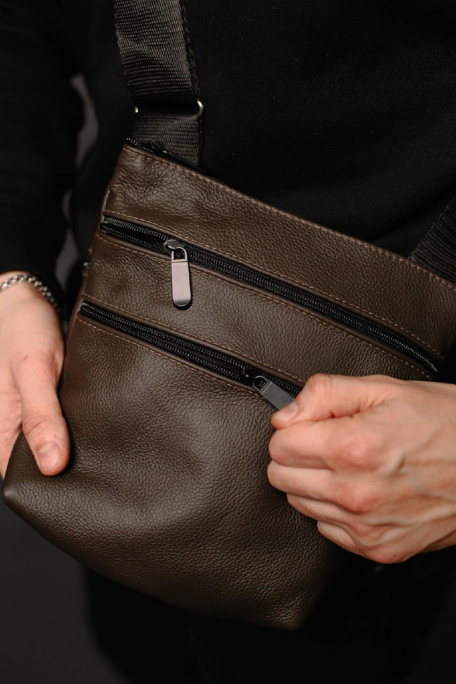 Genuine Leather Messenger Bag, Men's Shoulder Bag SL034 (Brown)