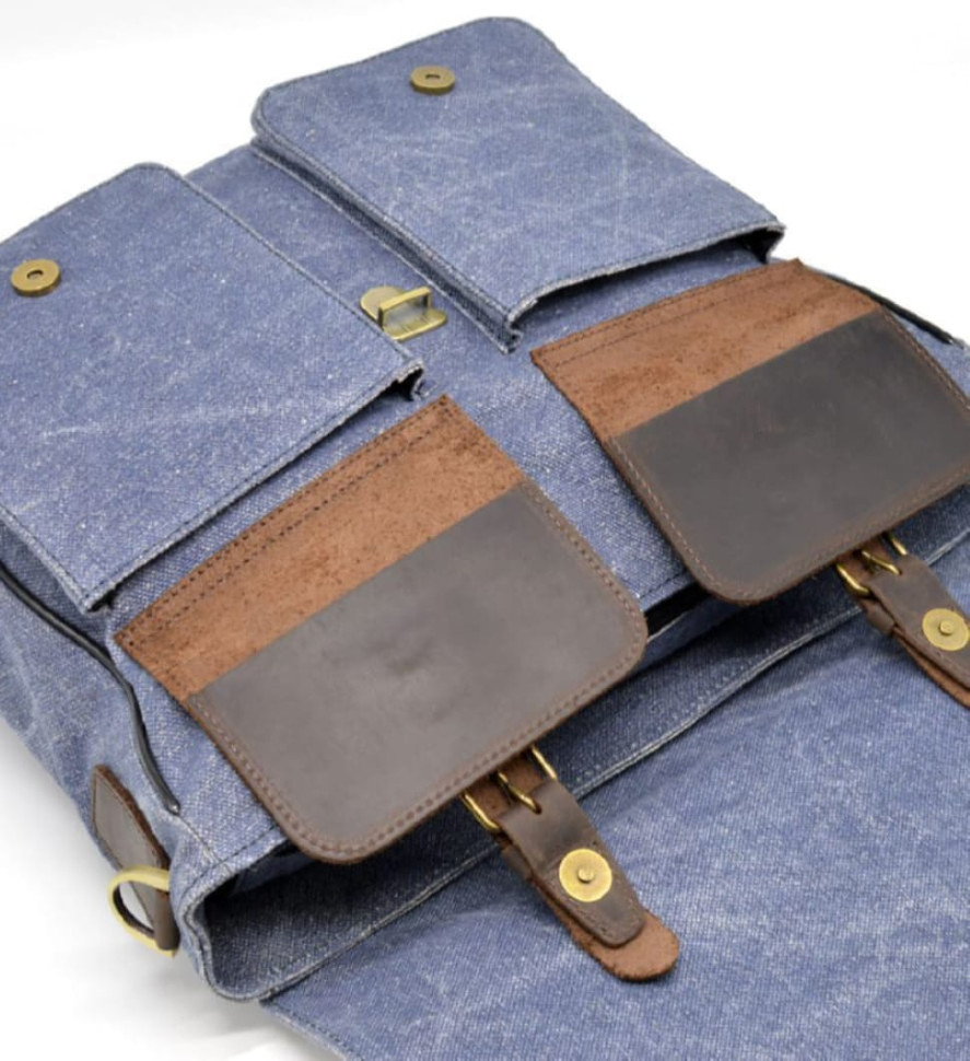 Briefcase for men canvas + leather RK-1282-4lx TARWA