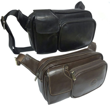 Leather bag Italico 8606 moro brown