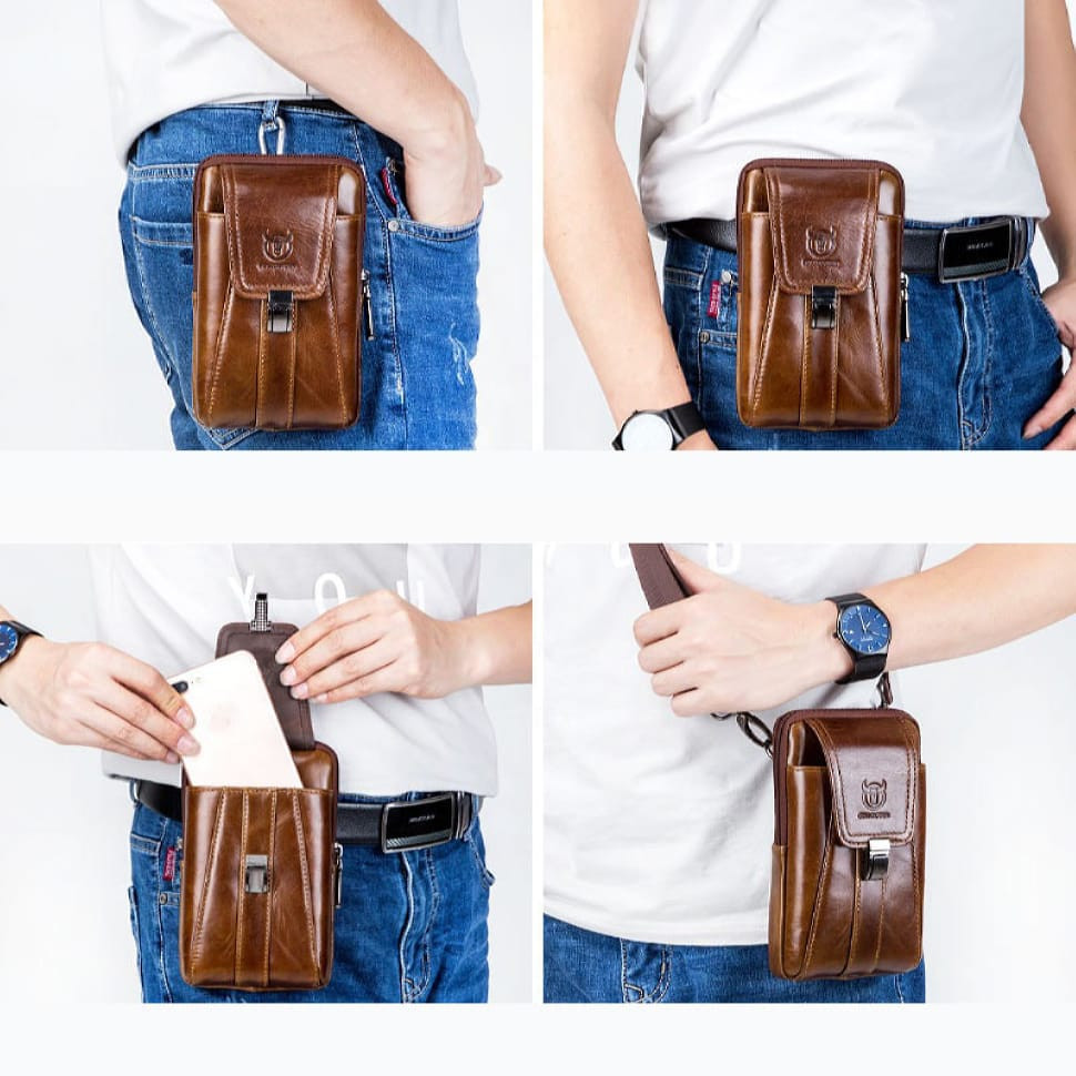 Belt bag with shoulder strap T0073 BULL, brown