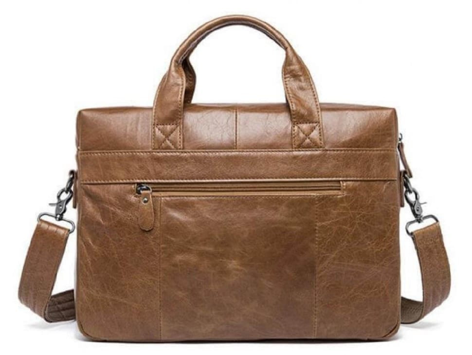 Чоловіча шкіряна сумка для ноутбука та документів світло-коричнева Tiding Bag S-M56-7122C-2