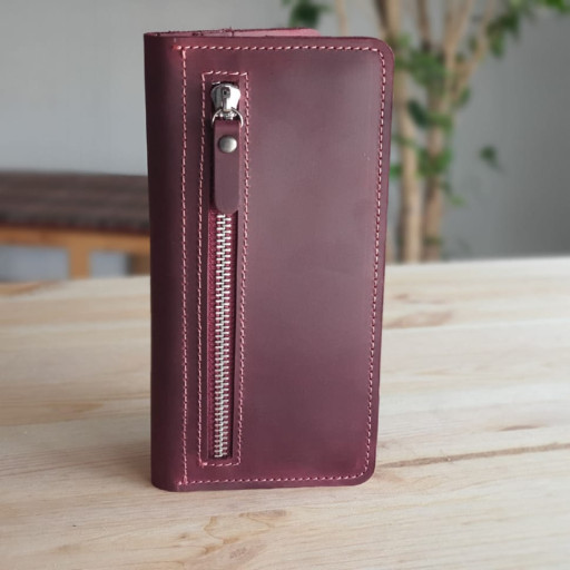 Жіночий шкіряний гаманець купюрник BGS бордовий BGS3266