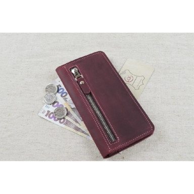Женский кожаный кошелек купюрник BGS бордовый BGS3266