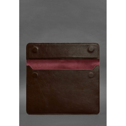 Шкіряний чохол-конверт на магнітах для MacBook 14 Бордовий