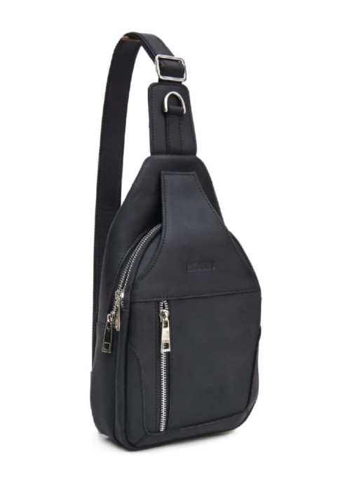 Чорна чоловіча сумка-слінг із матової шкіри Newery N9016KGA