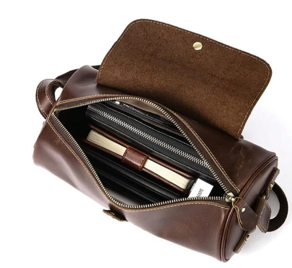 Сумка чоловіча закруглена Vintage 14694 Коричнева