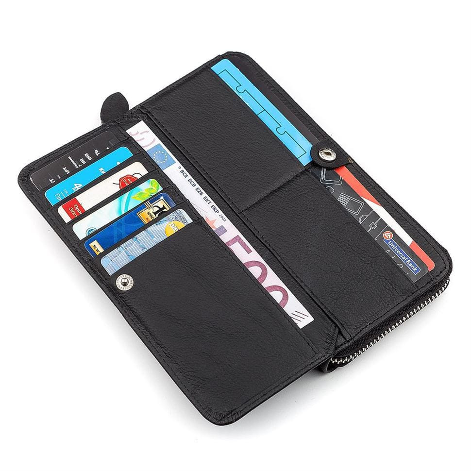 Гаманець клатч вертикальний Boston B202 чорна натуральна шкіра