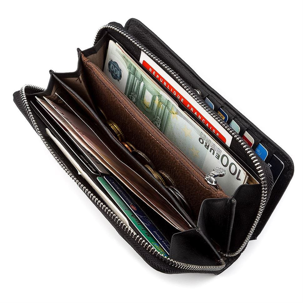 Гаманець клатч вертикальний Boston B202 чорна натуральна шкіра