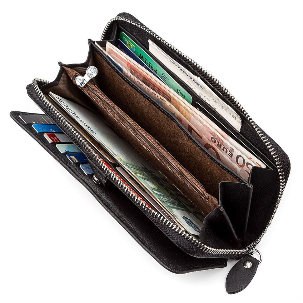 Гаманець клатч вертикальний Boston B202 чорна натуральна шкіра