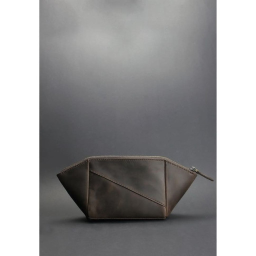 Жіноча шкіряна косметичка темно-коричнева