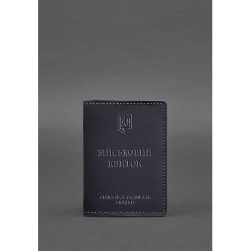 Шкіряна обкладинка для військового квитка 7.0 темно-синя Crazy Horse
