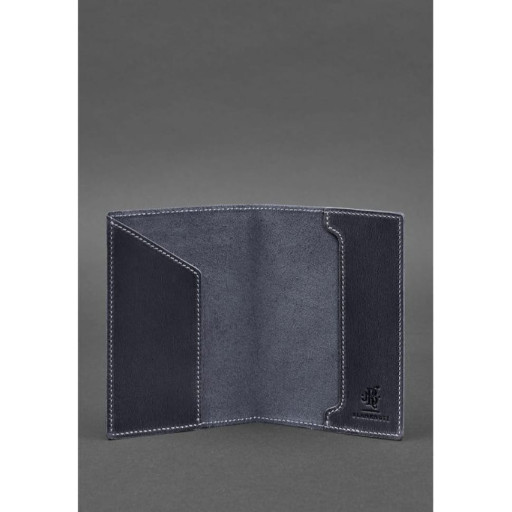 Шкіряна обкладинка для військового квитка 7.0 темно-синя Crazy Horse