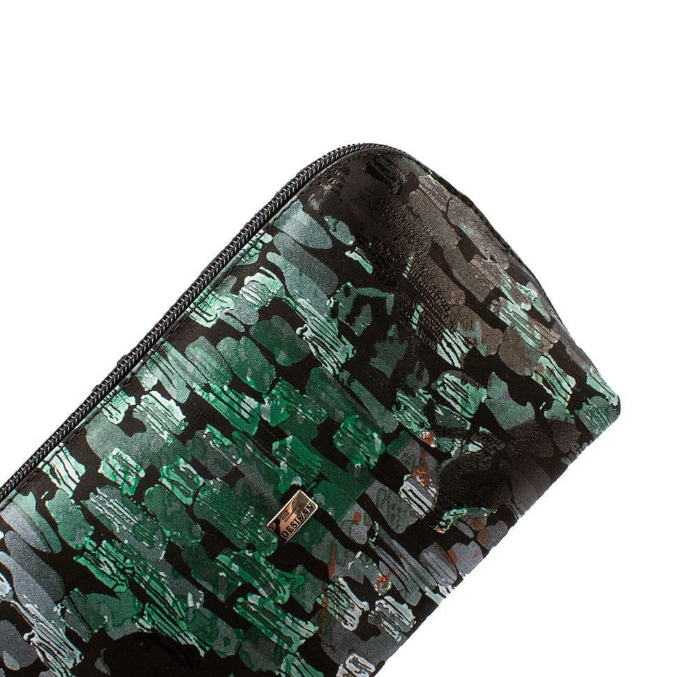 Косметичка шкіряна Desisan 1-889 чорно-зелені квіти