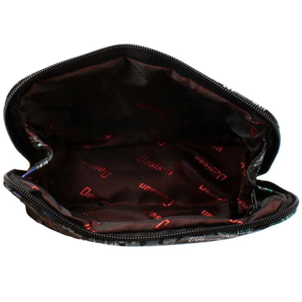 Косметичка шкіряна Desisan 1-889 чорно-зелені квіти