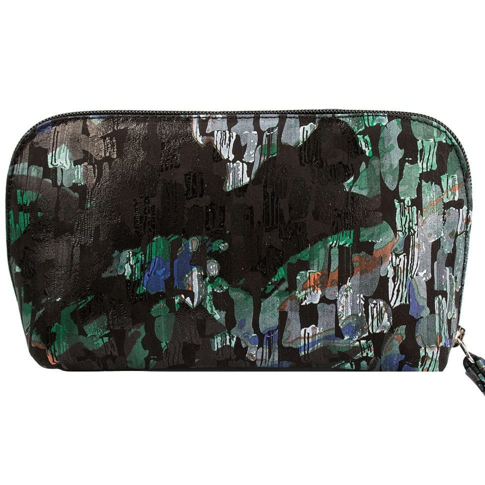 Косметичка шкіряна Desisan 1-889 чорно-зелені квіти