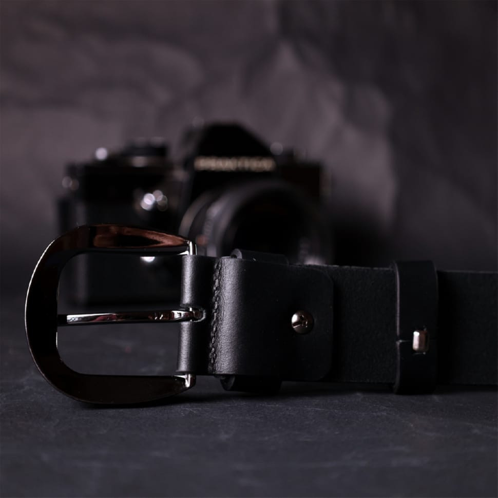 Люксовий ремінь під джинси з натуральної шкіри GRANDE PELLE 11691 Чорний