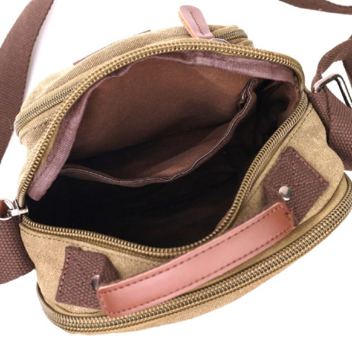 Вместительная вертикальная сумка для мужчин из текстиля Vintage 22238 Оливковый