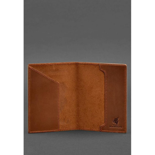 Кожана обкладинка для паспорта з австрійським гербом світло-коричнева Crazy Horse