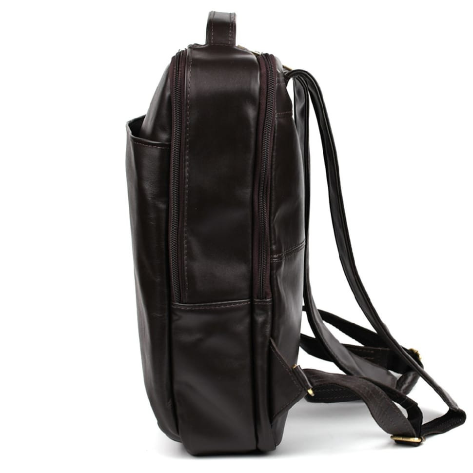 Шкіряний чоловічий коричневий рюкзак GC-7281-3md з передньою кишенею на блискавці