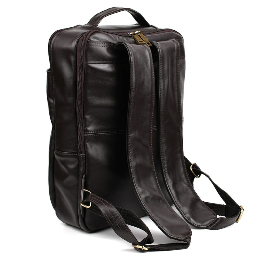 Шкіряний чоловічий коричневий рюкзак GC-7281-3md з передньою кишенею на блискавці