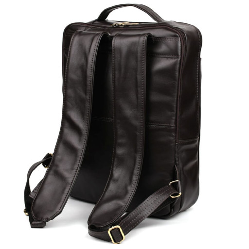 Шкіряний чоловічий коричневий рюкзак GC-7281-3md з передньою кишенею на блискавці