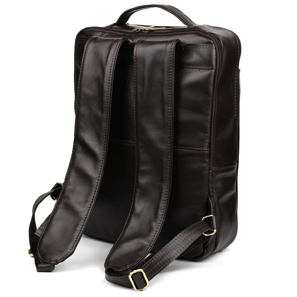 Шкіряний чоловічий коричневий рюкзак GC-7281-3md з передньою кишенею на блискавці