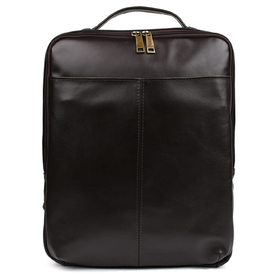 Шкіряний чоловічий коричневий рюкзак GC-7281-3md з передньою кишенею на блискавці