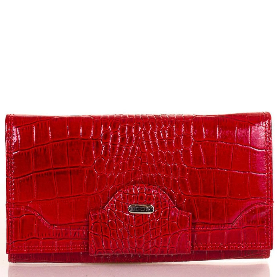 Гаманець жіночий шкіряний CANPEL 2033-142 червоний кроко лак