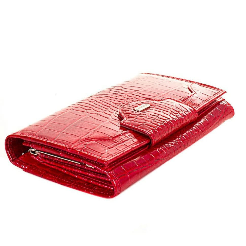 Гаманець жіночий шкіряний CANPEL 2033-142 червоний кроко лак