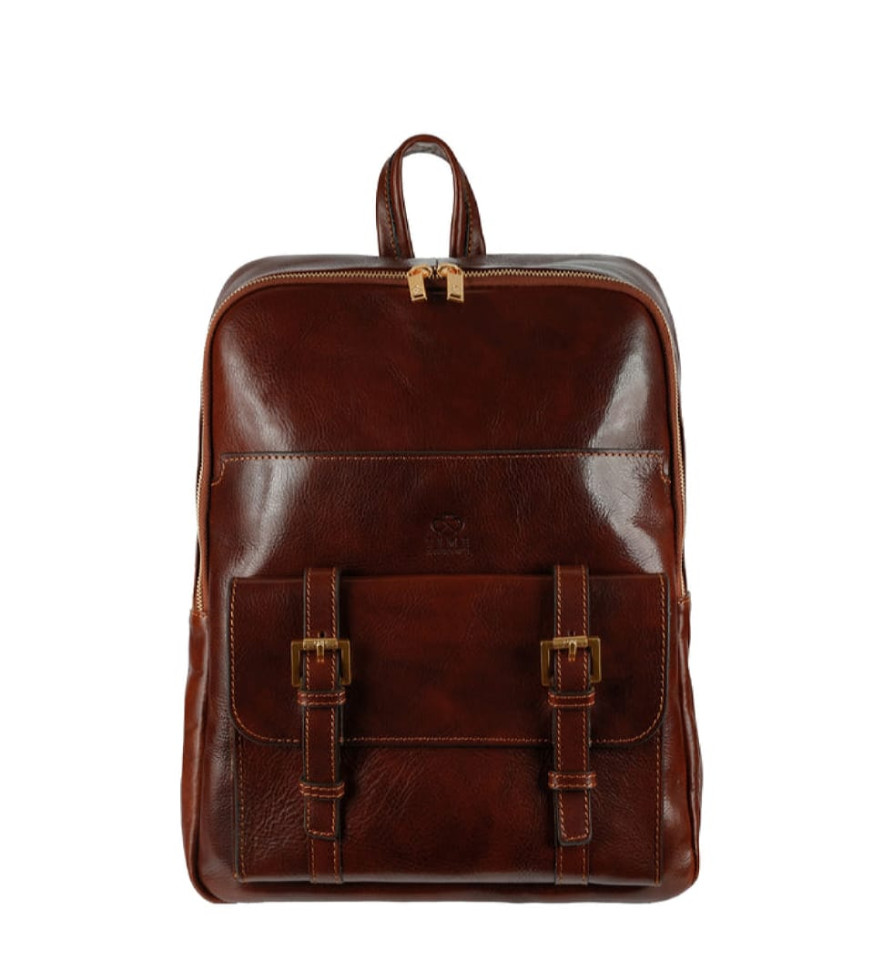 Womens Leather Backpack Travel Bag - The Divine Comedy - Brown color -  Time Resistance 5209001W