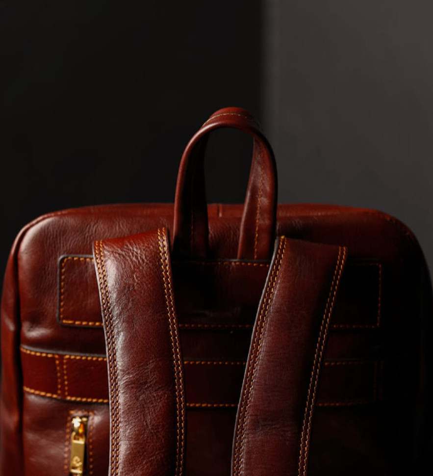 Womens Leather Backpack Travel Bag - The Divine Comedy - Brown color -  Time Resistance 5209001W