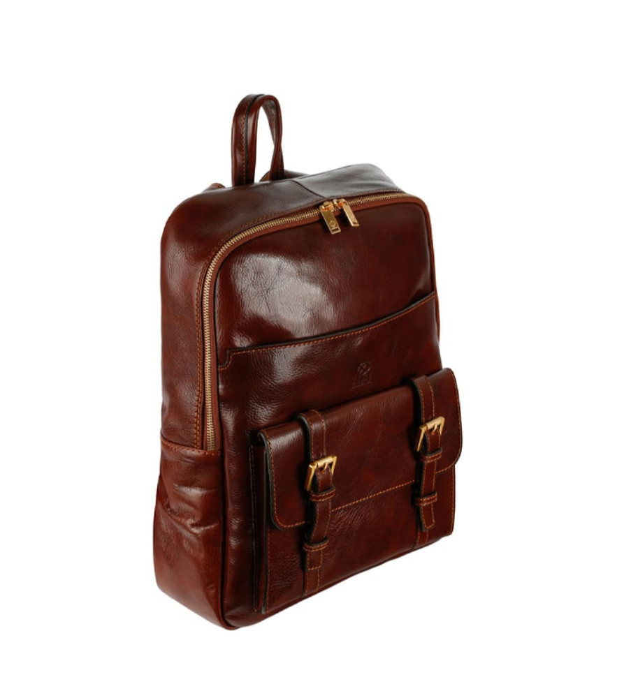 Womens Leather Backpack Travel Bag - The Divine Comedy - Brown color -  Time Resistance 5209001W