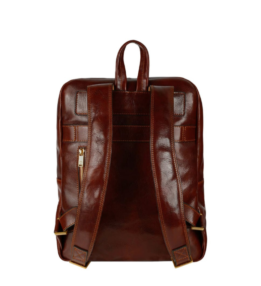 Womens Leather Backpack Travel Bag - The Divine Comedy - Brown color -  Time Resistance 5209001W