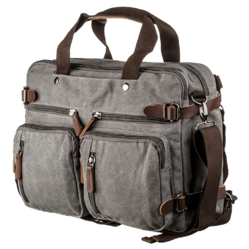 Сумка трансформер із канвас, сіра John McDee JD2015Js середня