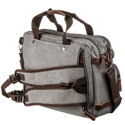 Сумка трансформер із канвас, сіра John McDee JD2015Js середня