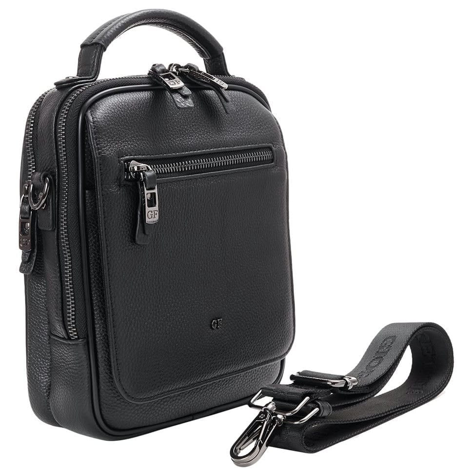 Чоловіча шкіряна сумка через плече GIORGIO FERRETTI GF012-1 чорна