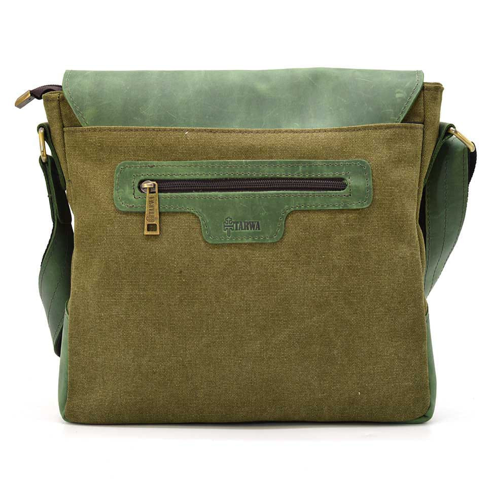 Shoulder bag khaki canvas and leather crazy horse REH-6600-4lx TARWA