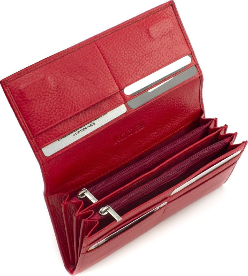 Red women`s wallet made of genuine textured leather Marco Coverna MA501-1 Red